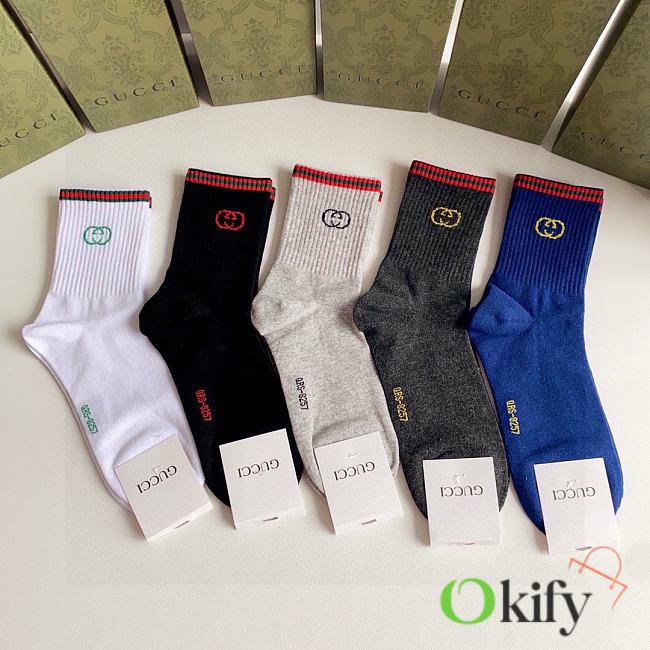 Okify Louis Vuitton Set 5 classic mid-length stacked socks 17259 - 1