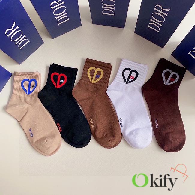 Okify Dior Set 5 medium-length stacked socks 17261 - 1