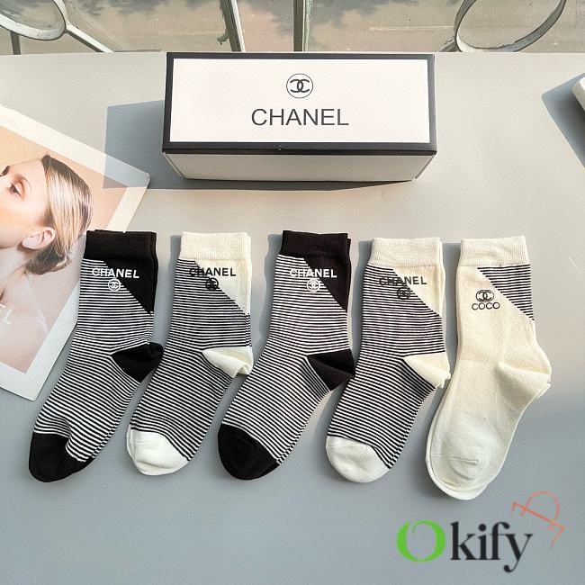 Okify Chanel Set 5 middle tube socks 17263 - 1