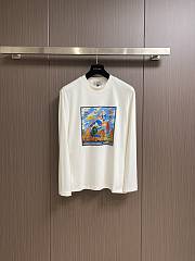 Okify Hermes brand scarf logo chest logo round neck long-sleeved T-shirt M-2XL - White 17281 - 1