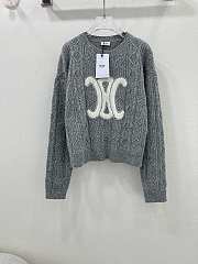 Okify Celine embroidered Arc de Triomphe logo knitted long-sleeved sweater SML 17296 - 1