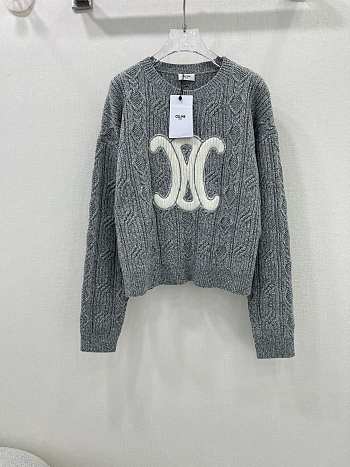 Okify Celine embroidered Arc de Triomphe logo knitted long-sleeved sweater SML 17296