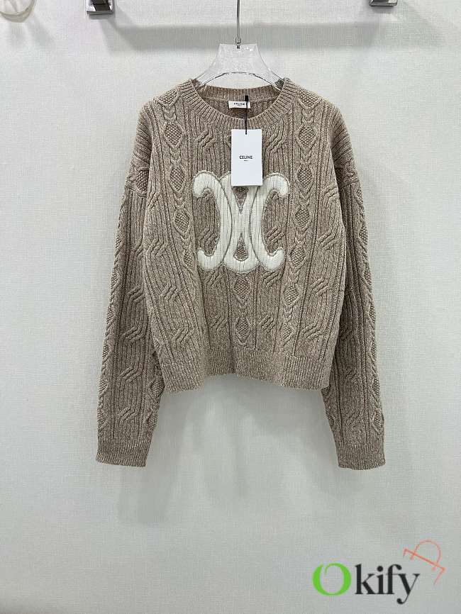 Okify Celine embroidered Arc de Triomphe logo knitted long-sleeved sweater SML 17297 - 1