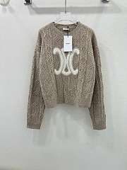 Okify Celine embroidered Arc de Triomphe logo knitted long-sleeved sweater SML 17297 - 1