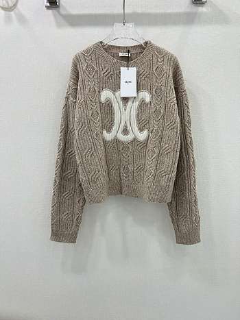 Okify Celine embroidered Arc de Triomphe logo knitted long-sleeved sweater SML 17297