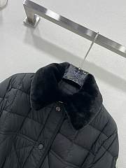 Okify Moncler CYGNE belt detachable fur collar white goose down jacket SML Black - 2