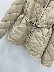 Okify Moncler CYGNE belt detachable fur collar white goose down jacket SML Beige - 3