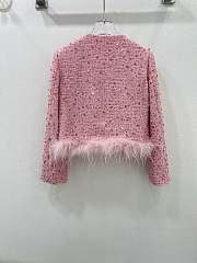 Okify Chanel Ostrich Feathers Hem Jacket Pink SML - 3