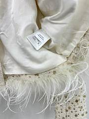 Okify Chanel Ostrich Feathers Hem Jacket White SML - 4