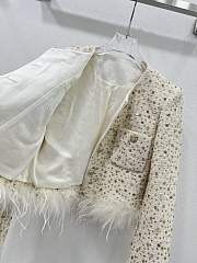 Okify Chanel Ostrich Feathers Hem Jacket White SML - 3