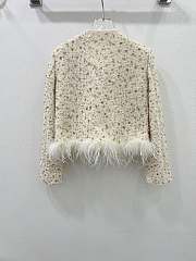 Okify Chanel Ostrich Feathers Hem Jacket White SML - 2