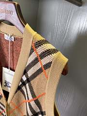 Okify Burberry Plaid wool blend cardigan vest - 3