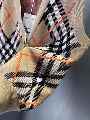 Okify Burberry Plaid wool blend cardigan vest - 2