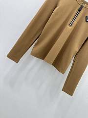 Okify Prada triangle logo middle zipper long sleeves SML - Brown - 4