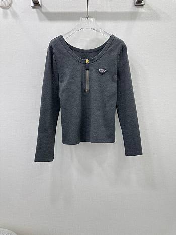 Okify Prada triangle logo middle zipper long sleeves SML - Grey