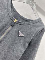 Okify Prada triangle logo middle zipper long sleeves SML - Grey - 2