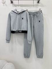 Okify Celine Set hooded pullover top + cuffed trousers SML - Grey - 1