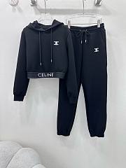 Okify Celine Set hooded pullover top + cuffed trousers SML - Black - 1