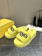 Okify Fendi embroidered logo wool slippers 35-41 - Yellow - 1