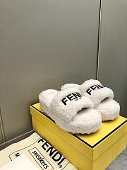 Okify Fendi embroidered logo wool slippers 35-41 - White - 1