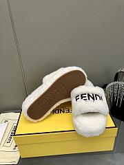 Okify Fendi embroidered logo wool slippers 35-41 - White - 2