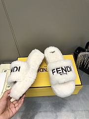 Okify Fendi embroidered logo wool slippers 35-41 - White - 4