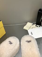 Okify Fendi embroidered logo wool slippers 35-41 - White - 3