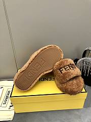 Okify Fendi embroidered logo wool slippers 35-41 - Brown - 2