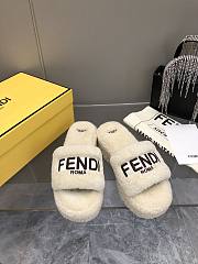 Okify Fendi embroidered logo wool slippers 35-41 - Cream - 1