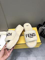 Okify Fendi embroidered logo wool slippers 35-41 - Cream - 3