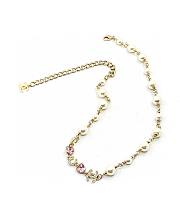 Okify Chanel Pink heart Pearl necklace 17329 - 2