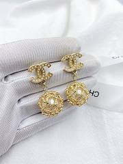 Okify Chanel Hollow Net Ball Pearl Earrings 17346 - 1