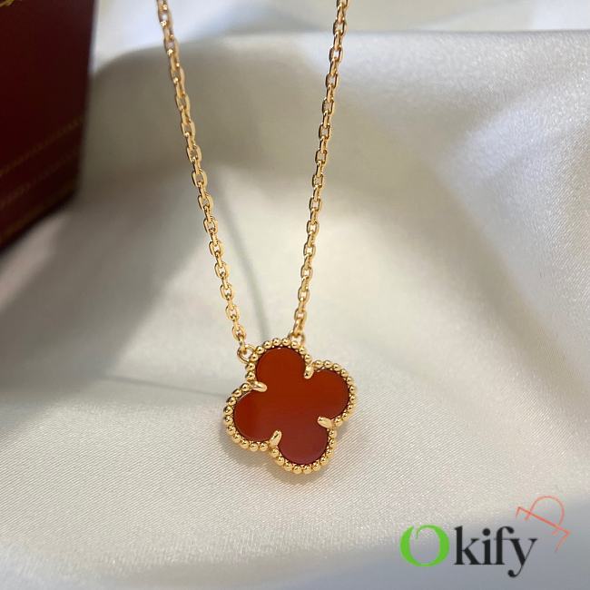 Okify VCA Classic single flower four-leaf clover Carnelian necklace 38-42cm 17351 - 1