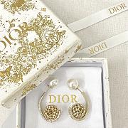 Okify Dior pearl hollow rhinestone flower ball earrings 17353 - 1