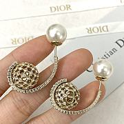 Okify Dior pearl hollow rhinestone flower ball earrings 17353 - 4