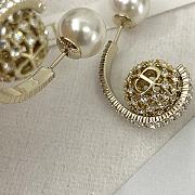 Okify Dior pearl hollow rhinestone flower ball earrings 17353 - 3