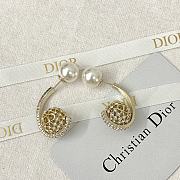 Okify Dior pearl hollow rhinestone flower ball earrings 17353 - 2