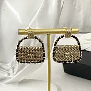 Okify Chanel black and gold leather chain bag earrings 17360 - 1