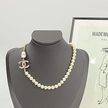 Okify Chanel half-chain pearl splicing double c necklace 17361