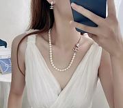 Okify Chanel half-chain pearl splicing double c necklace 17361 - 2