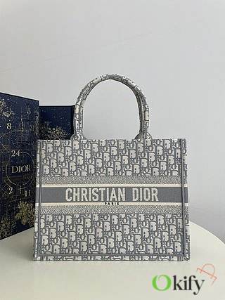 Okify Dior Book Tote dreamy gray tone 36*18*28cm  - 1