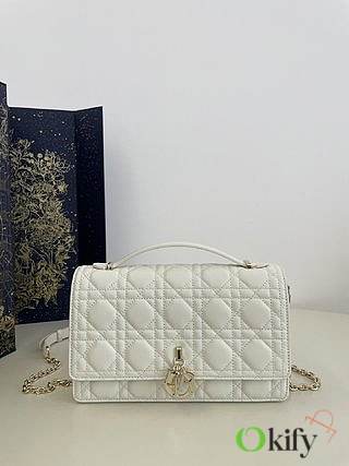 Okify Dior Top Handle Bag White Cannage Lambskin Medium 24*7.5*14 cm - 1