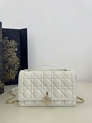 Okify Dior Top Handle Bag White Cannage Lambskin Medium 24*7.5*14 cm - 1