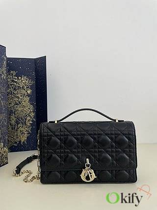 Okify Dior Top Handle Bag Black Cannage Lambskin Medium 24*7.5*14 cm - 1