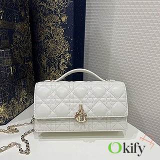 Okify Dior Top Handle Bag White Cannage Lambskin Small 21*11*5 cm - 1