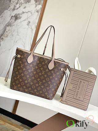 Okify Louis Vuitton Double-sided Neverfull Medium Handbag-Gray Color 31x28x14cm M12061 - 1