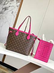 Okify Louis Vuitton Double-sided Neverfull Medium Handbag-Rose Red Color 31x28x14cm M12061 - 1