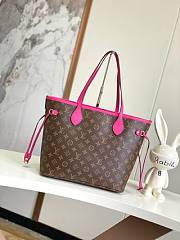 Okify Louis Vuitton Double-sided Neverfull Medium Handbag-Rose Red Color 31x28x14cm M12061 - 2