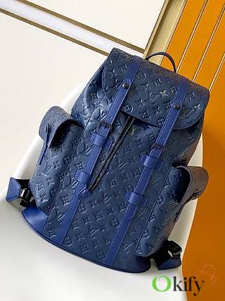 Okify Louis Vuitton Christopher MM Backpack Blue Color 41×48×13cm M11688  - 1