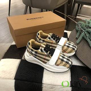 Okify Burberry Velcro Vintage Plaid Thick-soled Daddy Sneakers for children 26-35 17414 - 1